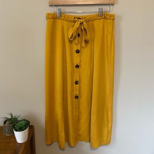 Mustard Yellow Button Down Midi Skirt